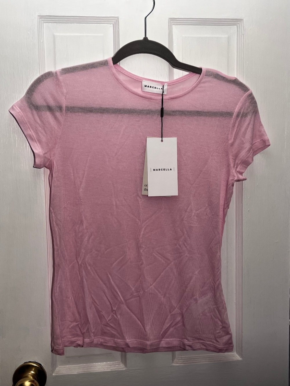 NWT Marcella Sara Sheer Pink T-shirt Medium